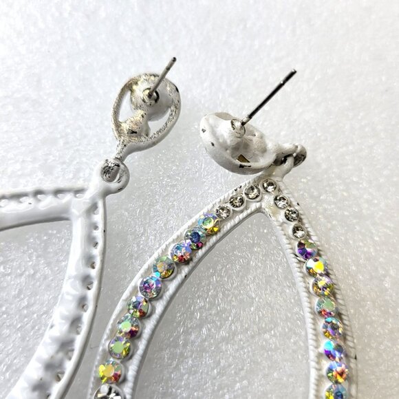 Crystal Teardrop White Large Earrings - Picture 12 of 13